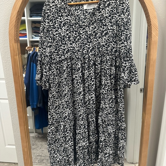 Zara Boho Black and White Patterned Dress - Picture 5 of 9